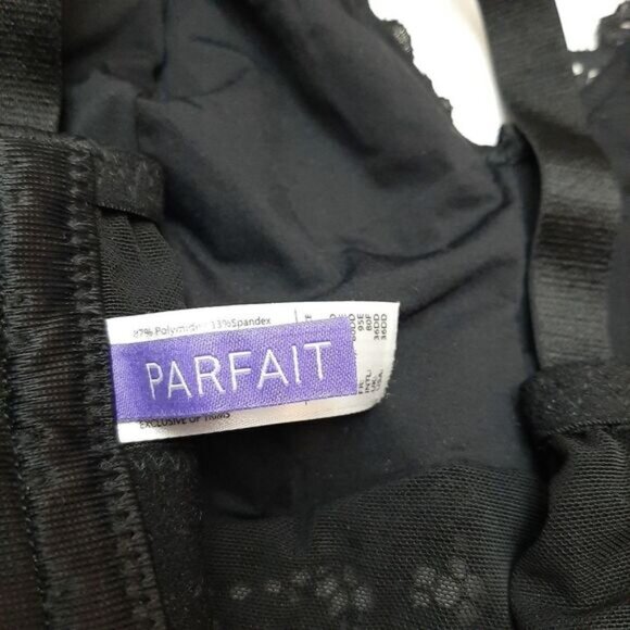 PARFAIT Adriana Black Lace Non-Wired Bralette Longline Bra Sz 36DD - Picture 15 of 16